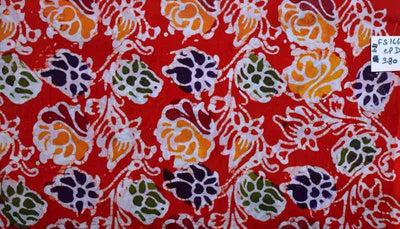 Red Hand Wax Copper Block Batik Cotton Fabric - SSEthnics