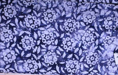 Blue Hand Wax Batik Cotton Fabric - SSEthnics