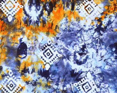 Multicolour Hand Wax Batik Fabric - SSEthnics