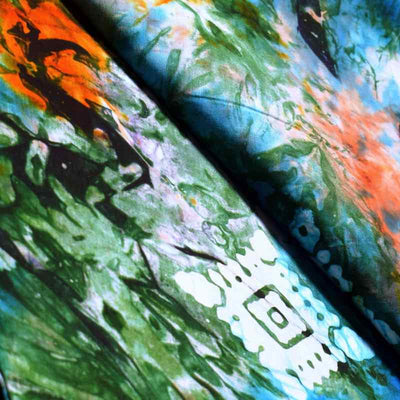 Multicolour Hand Wax Batik Fabric - SSEthnics