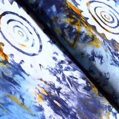 Multicolour Hand Wax Batik Fabric - SSEthnics