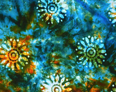 Multicolour Hand Wax Batik Fabric - SSEthnics