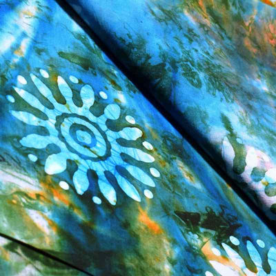 Multicolour Hand Wax Batik Fabric - SSEthnics