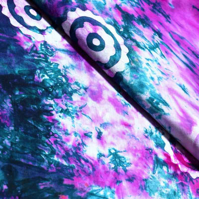 Multicolour Hand Wax Batik Fabric - SSEthnics