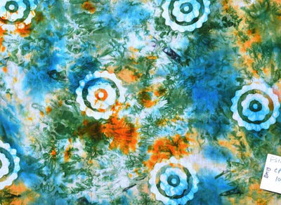 Multicolour Hand Wax Batik Fabric - SSEthnics