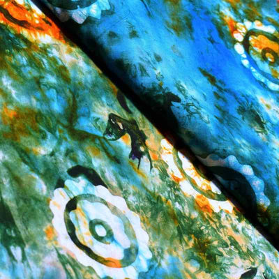 Multicolour Hand Wax Batik Fabric - SSEthnics