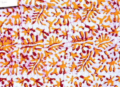 Yellow Hand Wax Batik Fabric - SSEthnics