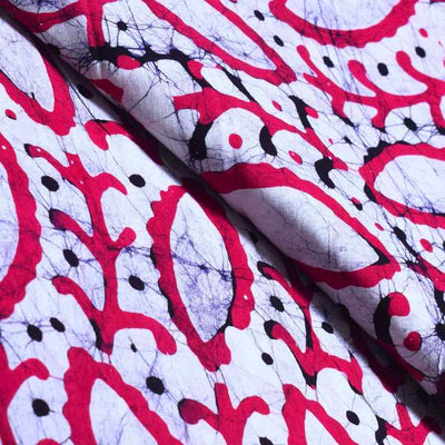 Pink Hand Wax Batik Cotton Fabric - SSEthnics