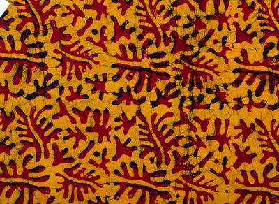Yellow Hand Wax Batik Fabric - SSEthnics