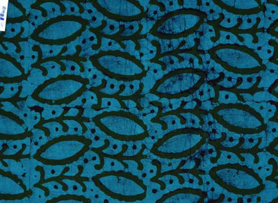 Blue Hand Wax Batik Fabric - SSEthnics