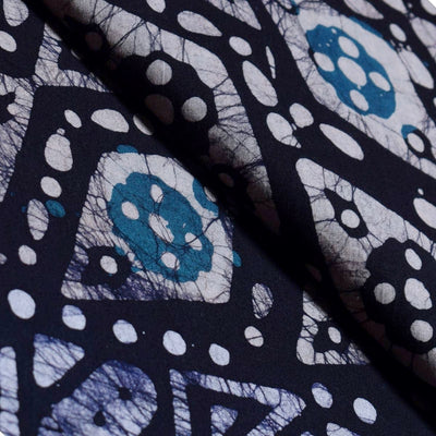 Black Hand Wax Batik Cotton Fabric - SSEthnics