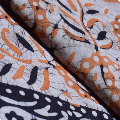 Black Hand Wax Batik Cotton Fabric - SSEthnics