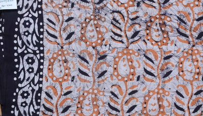 Black Hand Wax Batik Cotton Fabric - SSEthnics