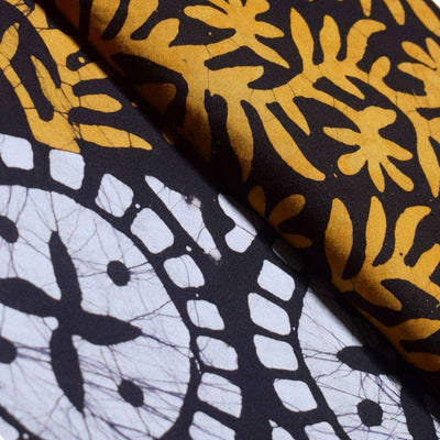 Black Hand Wax Batik Cotton Fabric - SSEthnics