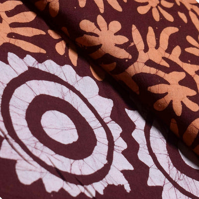 Black Hand Wax Batik Cotton Fabric - SSEthnics