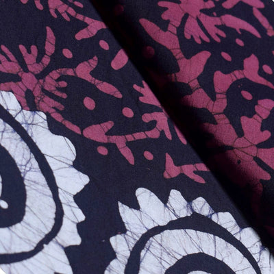 Black Hand Wax Batik Cotton Fabric - SSEthnics