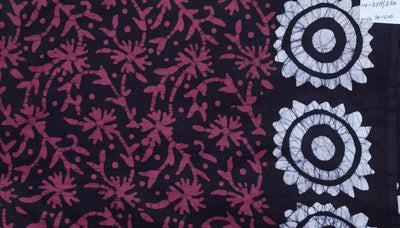 Black Hand Wax Batik Cotton Fabric - SSEthnics