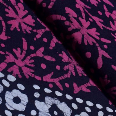 Black Hand Wax Batik Cotton Fabric - SSEthnics