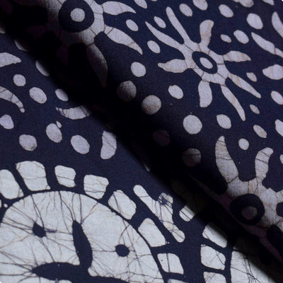 Black Hand Wax Batik Cotton Fabric - SSEthnics