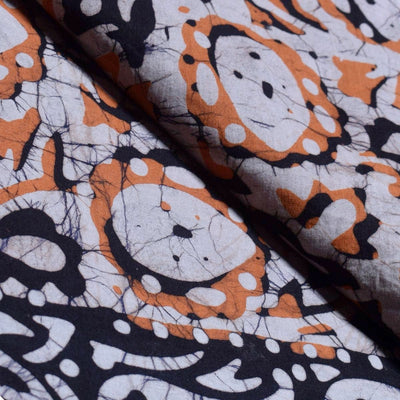 Black Hand Wax Batik Cotton Fabric - SSEthnics