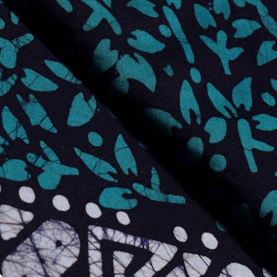 Black Hand Wax Batik Cotton Fabric - SSEthnics