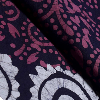 Black Hand Wax Batik Cotton Fabric - SSEthnics