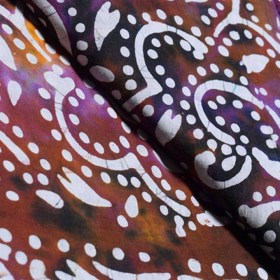 Black Hand Wax Batik Cotton Fabric - SSEthnics