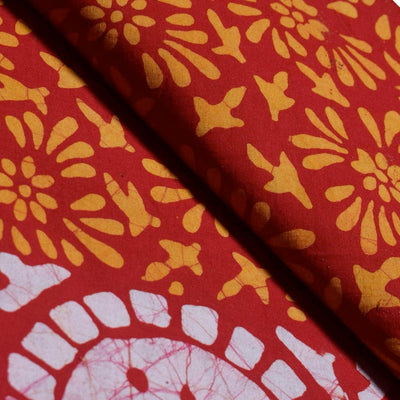 Black Hand Wax Batik Cotton Fabric - SSEthnics