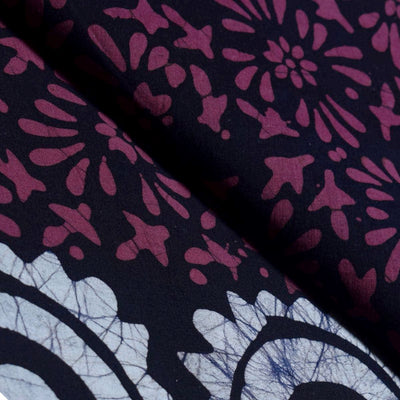 Black Hand Wax Batik Cotton Fabric - SSEthnics