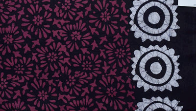 Black Hand Wax Batik Cotton Fabric - SSEthnics