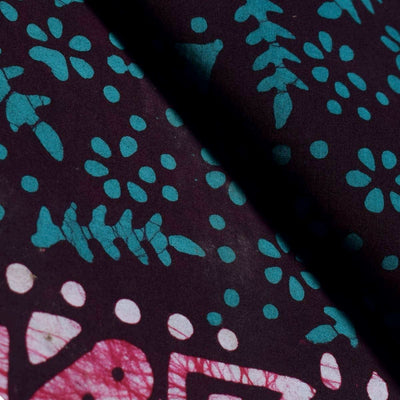 Black Hand Wax Batik Cotton Fabric - SSEthnics