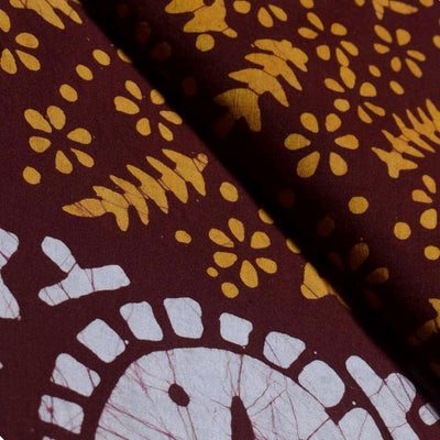 Black Hand Wax Batik Cotton Fabric - SSEthnics