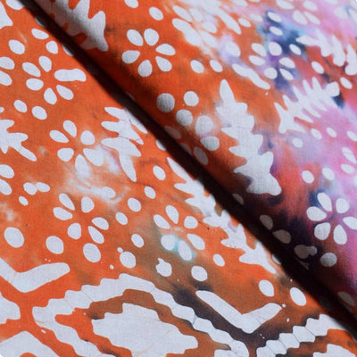 Black Hand Wax Batik Cotton Fabric - SSEthnics