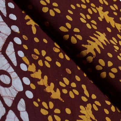 Black Hand Wax Batik Cotton Fabric - SSEthnics