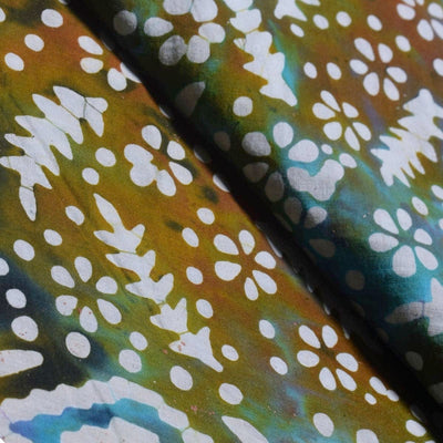 Black Hand Wax Batik Cotton Fabric - SSEthnics