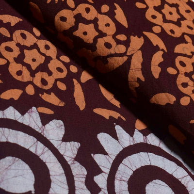 Black Hand Wax Batik Cotton Fabric - SSEthnics