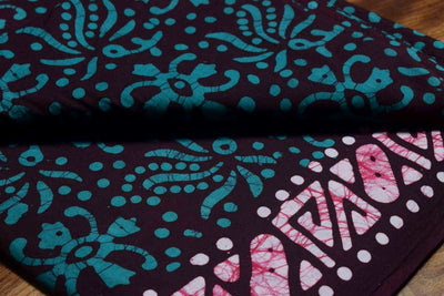 Black Hand Wax Batik Cotton Fabric - SSEthnics