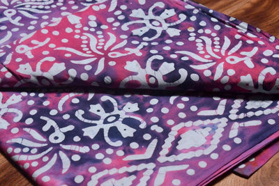 Black Hand Wax Batik Cotton Fabric - SSEthnics