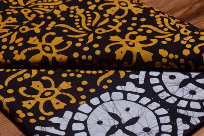 Black Hand Wax Batik Cotton Fabric - SSEthnics