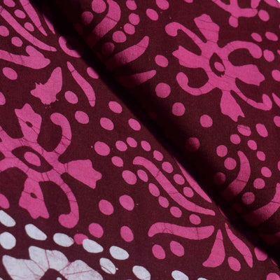 Black Hand Wax Batik Cotton Fabric - SSEthnics