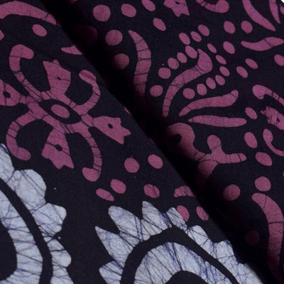 Black Hand Wax Batik Cotton Fabric - SSEthnics