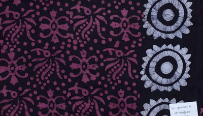 Black Hand Wax Batik Cotton Fabric - SSEthnics