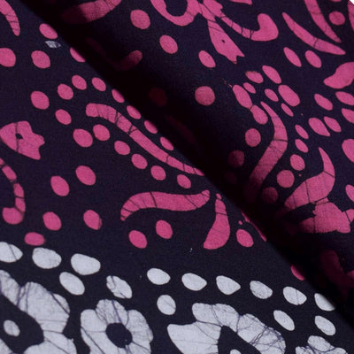 Black Hand Wax Batik Cotton Fabric - SSEthnics