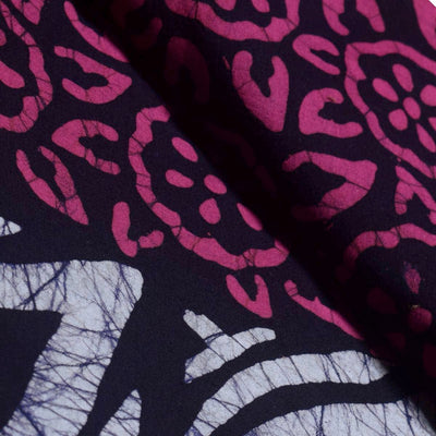 Black Hand Wax Batik Cotton Fabric - SSEthnics
