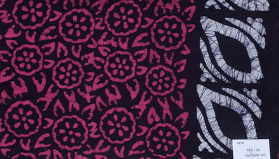 Black Hand Wax Batik Cotton Fabric - SSEthnics