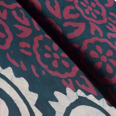 Black Hand Wax Batik Cotton Fabric - SSEthnics