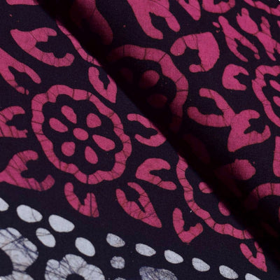 Black Hand Wax Batik Cotton Fabric - SSEthnics