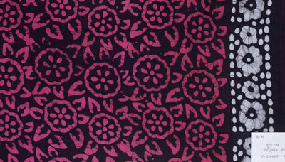 Black Hand Wax Batik Cotton Fabric - SSEthnics