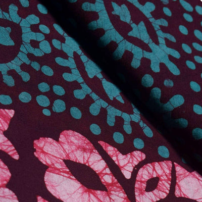 Black Hand Wax Batik Cotton Fabric - SSEthnics