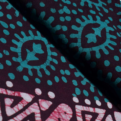 Black Hand Wax Batik Cotton Fabric - SSEthnics